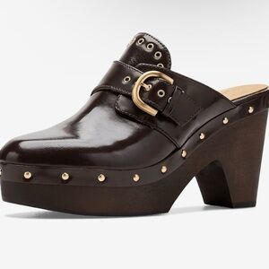 Madewell Dark Brown Leather Studded Mules